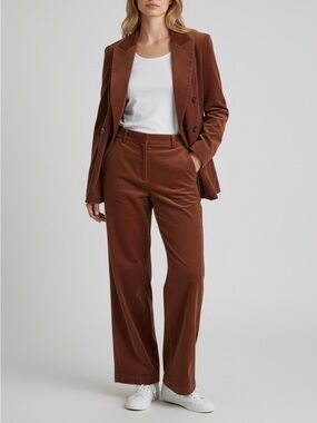 ARGENT Women’s two piece pant suit xs brown suit oversized wide leg corduroy